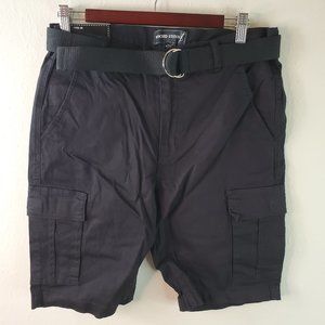 Wicked Stitch Mens Black Flex Fabric Belted Shorts